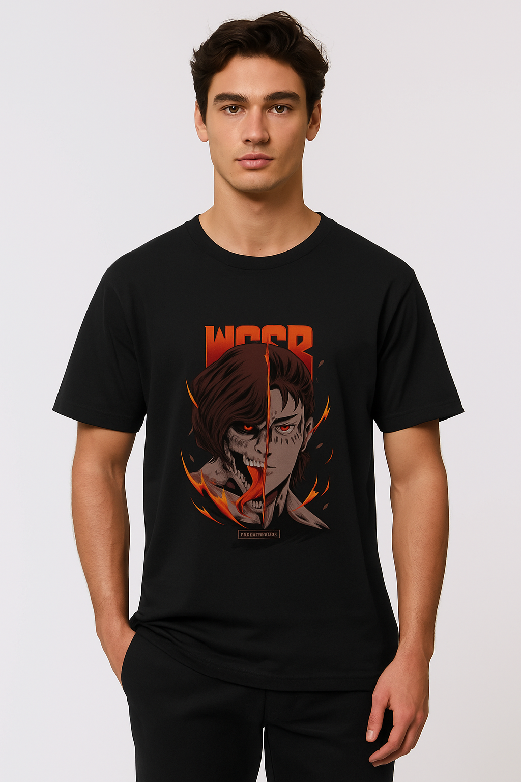 🔥 Half-Human Half-Titan Anime Graphic Tee – Black Edition