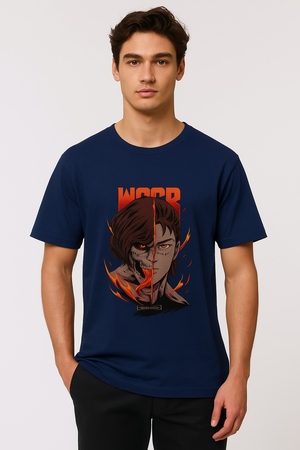 🔥 Half-Human Half-Titan Anime Graphic Tee – Black Edition