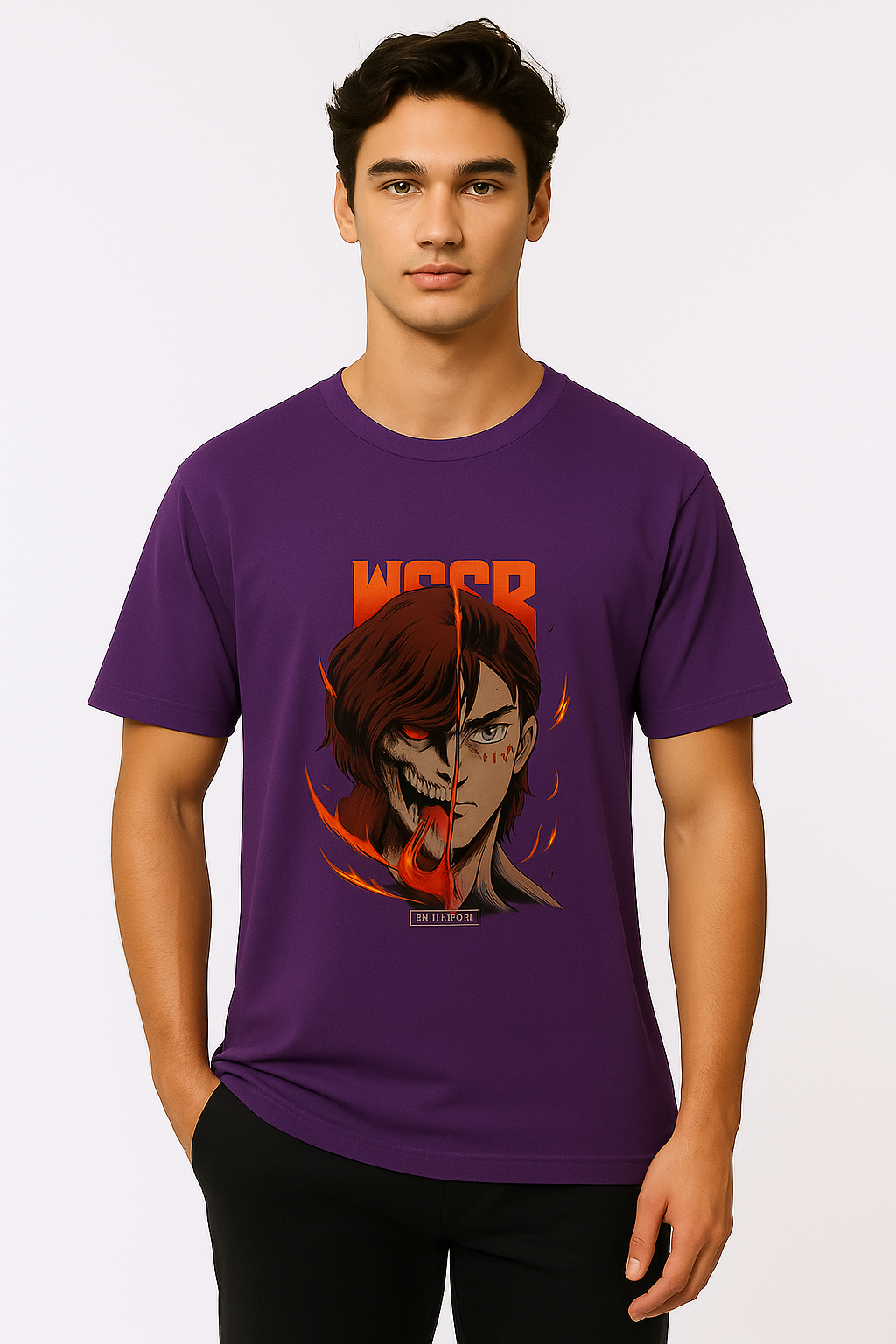 🔥 Half-Human Half-Titan Anime Graphic Tee – Black Edition