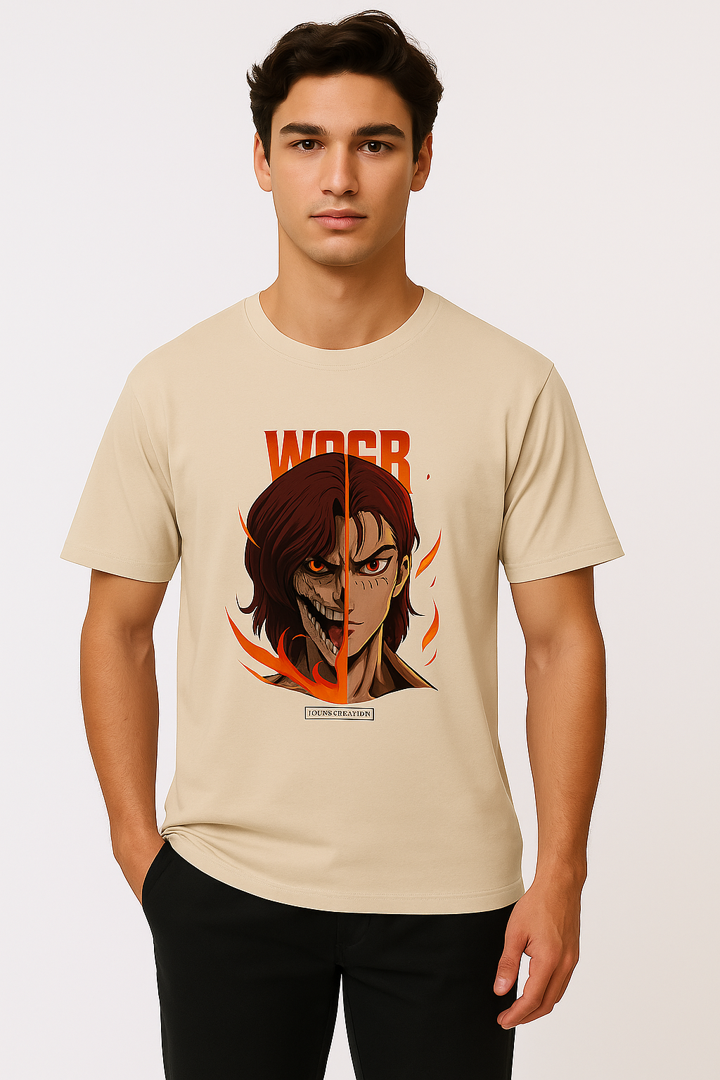 🔥 Half-Human Half-Titan Anime Graphic Tee – Black Edition