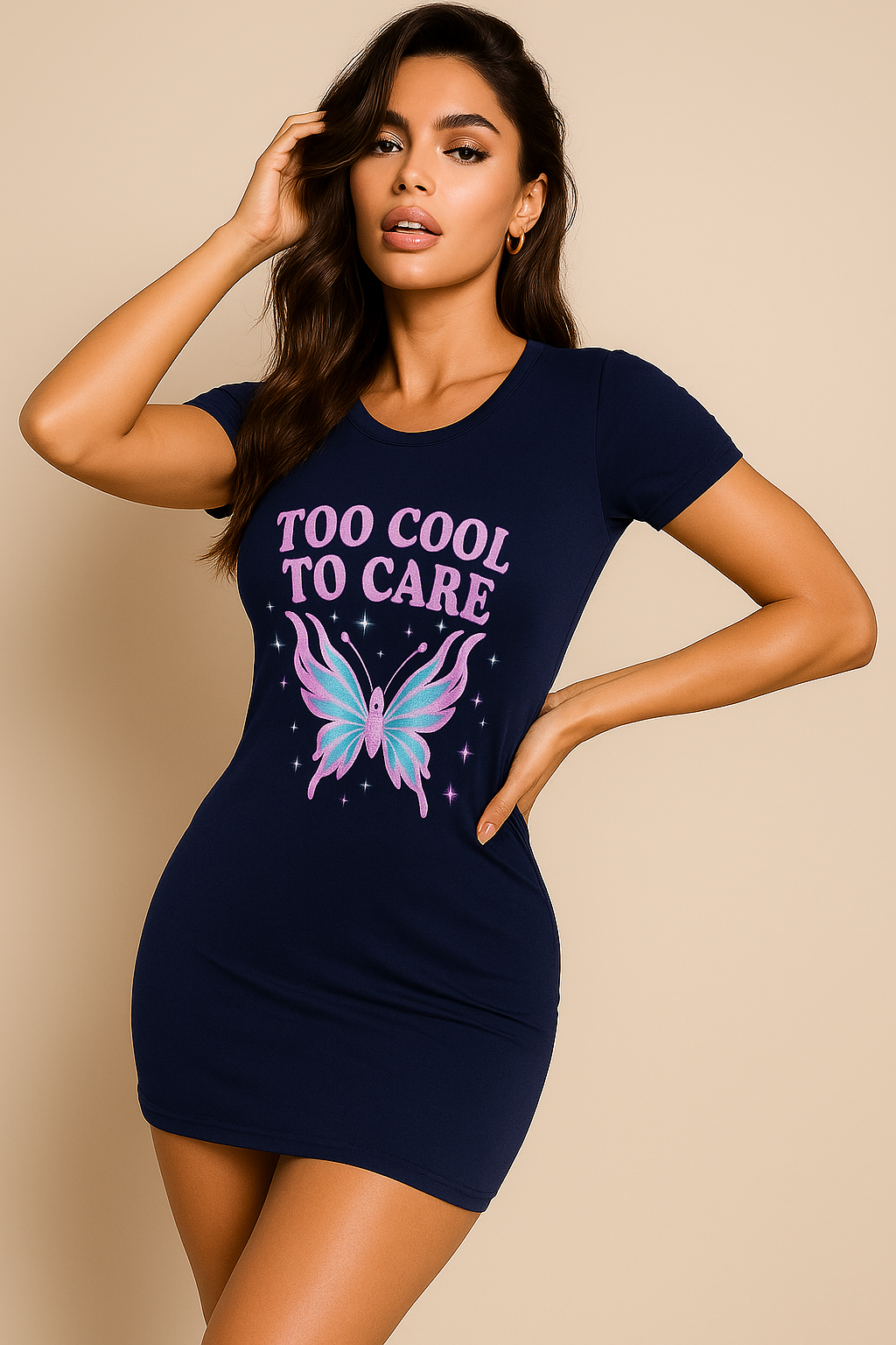 Acrysto "Too Cool To Care" T-Shirt Dress – Gen-Z Edition