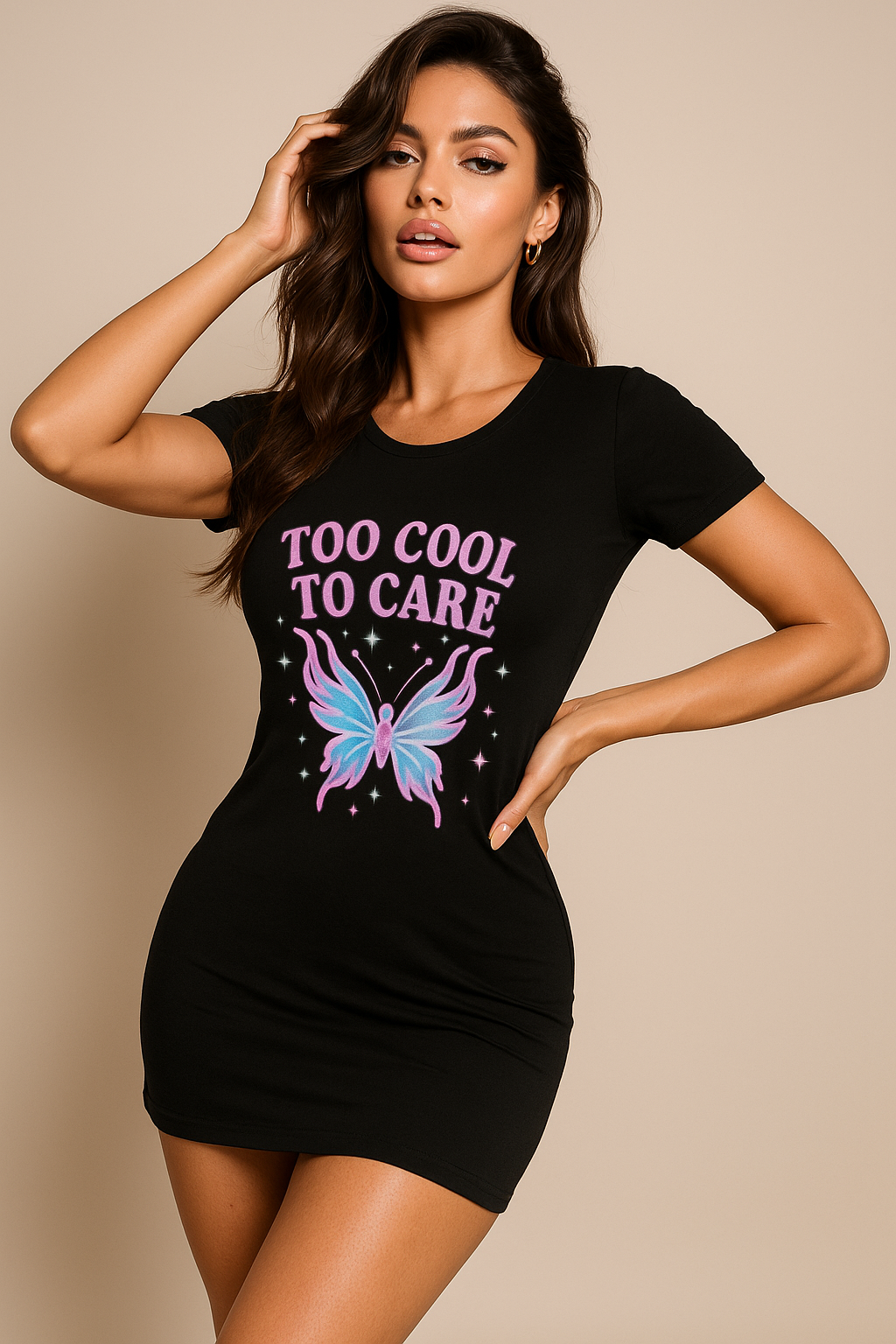 Acrysto "Too Cool To Care" T-Shirt Dress – Gen-Z Edition
