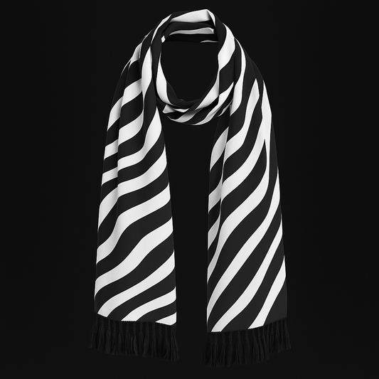 Black & White Wave Print Stole