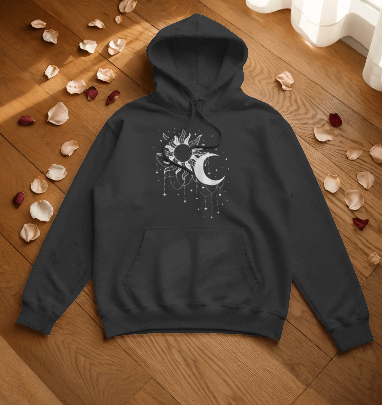 🌙☀️ Cosmic Balance Hoodie – Moonchild Energy