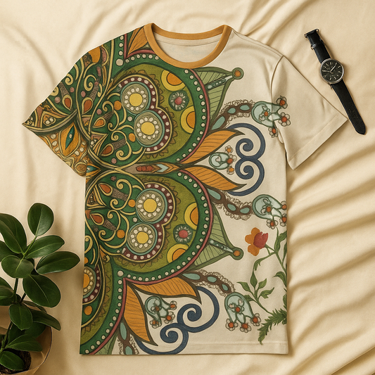 🌿 Mandala Bloom AOP Tee – Vintage Vibe, Modern Energy